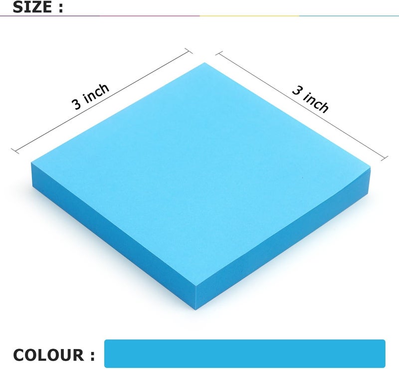 Eastern Wolf Sticky Notes 3x3 Self-Stick Notes Bright Colors Sticky Notes 4 Pads 100 Sheets/Pad (Blue) - Image 3